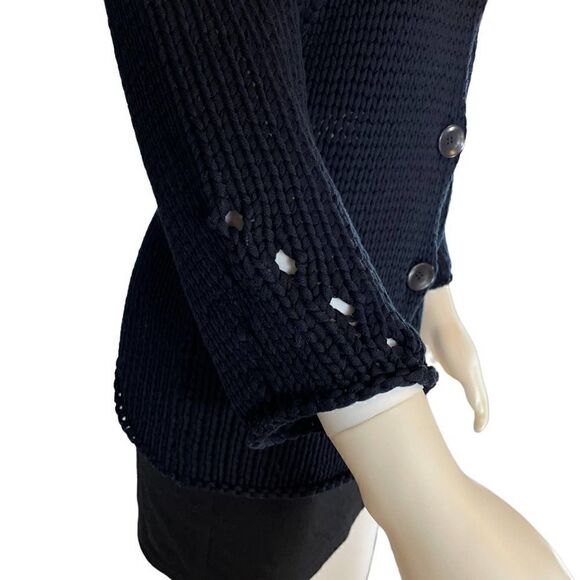 Oska Knit 3/4 Sleeve Button-up Cardigan Sweater Black Women's - Picture 4 of 10